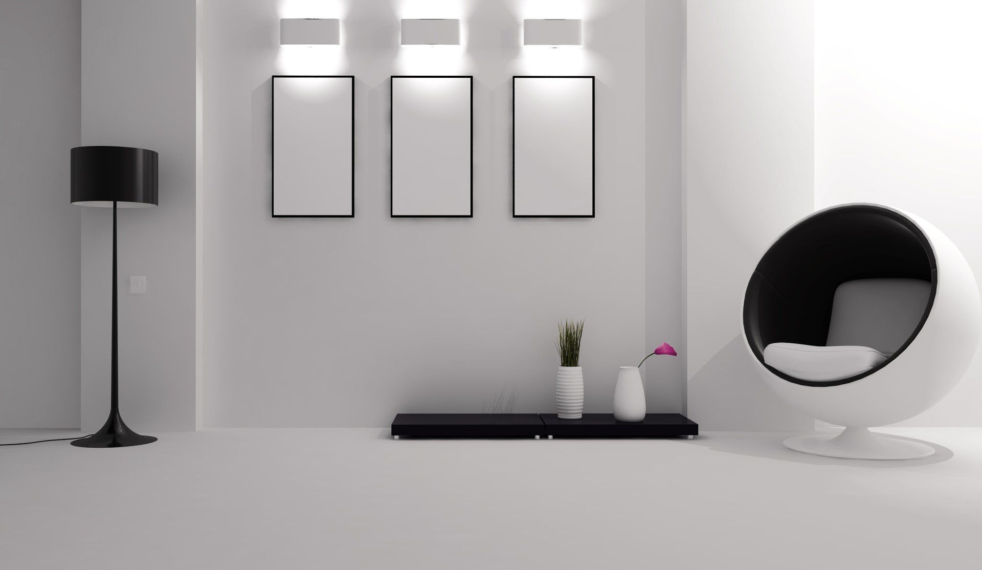 white resin floors and walls