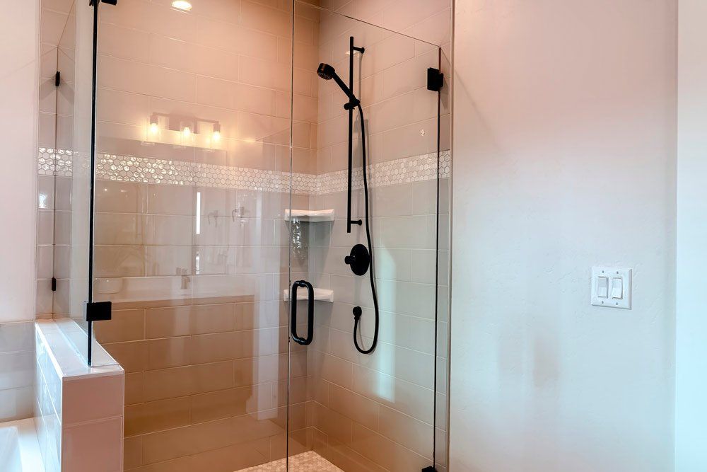 Bathroom Shower Stall With Half Glass Enclosure — Birmingham, AL — Glass Works Plus LLC
