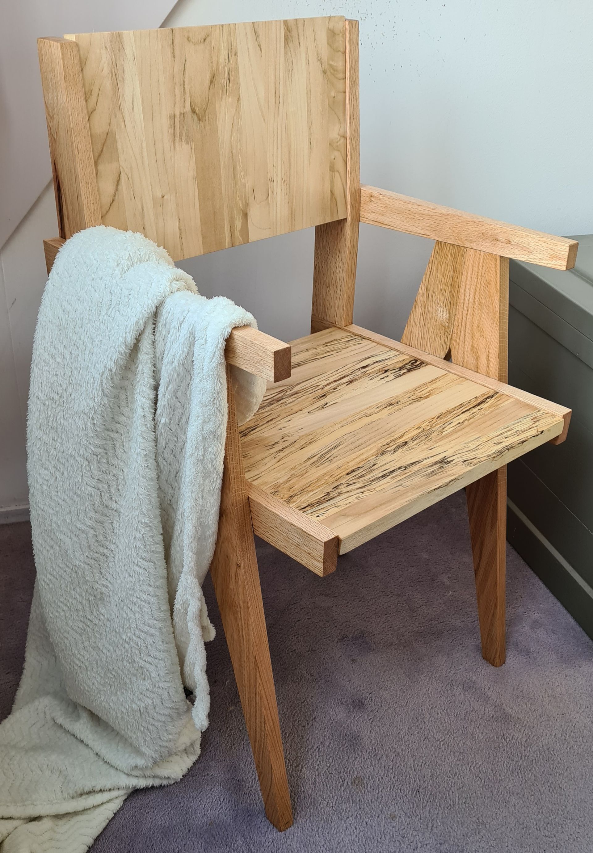 Stoel van Esdoornhout en Amerikaanse Eik