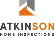 Logo for Atkinson Home Inspections: geometric house icon in orange and gray above the company name.
