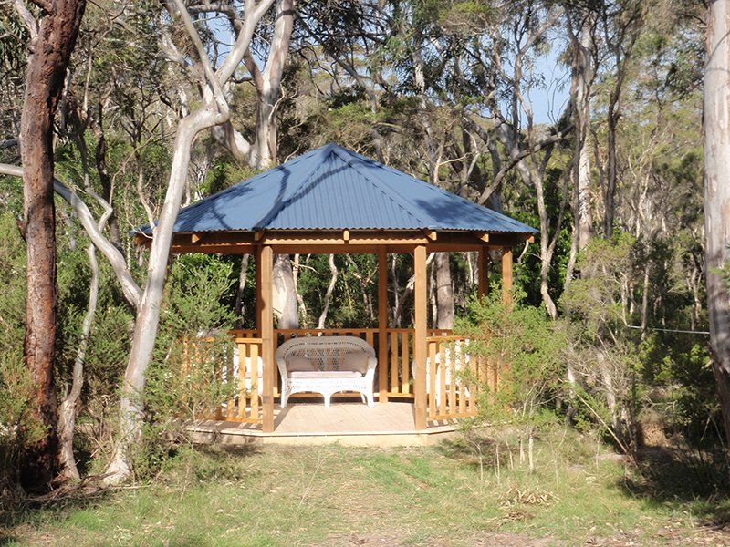 Multisided Colorbond Gazebo with Blue Roof — Chipping Norton, NSW — Breeze Gazebos & Huts