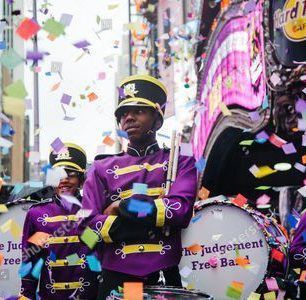 Planet Fitness Judgement Free Drumline Band performing
