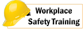 A yellow hard hat is next to the words workplace safety training