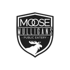 Moose Mulligan's Public Eatery logo: shield shape, black and white, moose silhouette, text