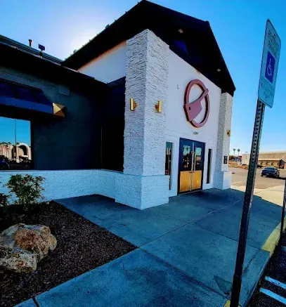 A building with a no parking sign in front of it