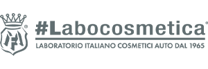 #Labocosmetica logo with crown emblem and the text “Laboratorio Italiano Cosmetici Auto dal 1965”