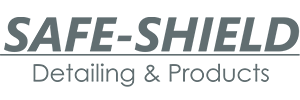 SAFE-SHIELD logo with gray “Detailing & Products” text on a white background