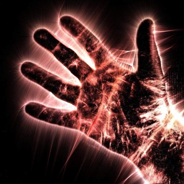 Hand showing energy from Morphogenic Field Technique