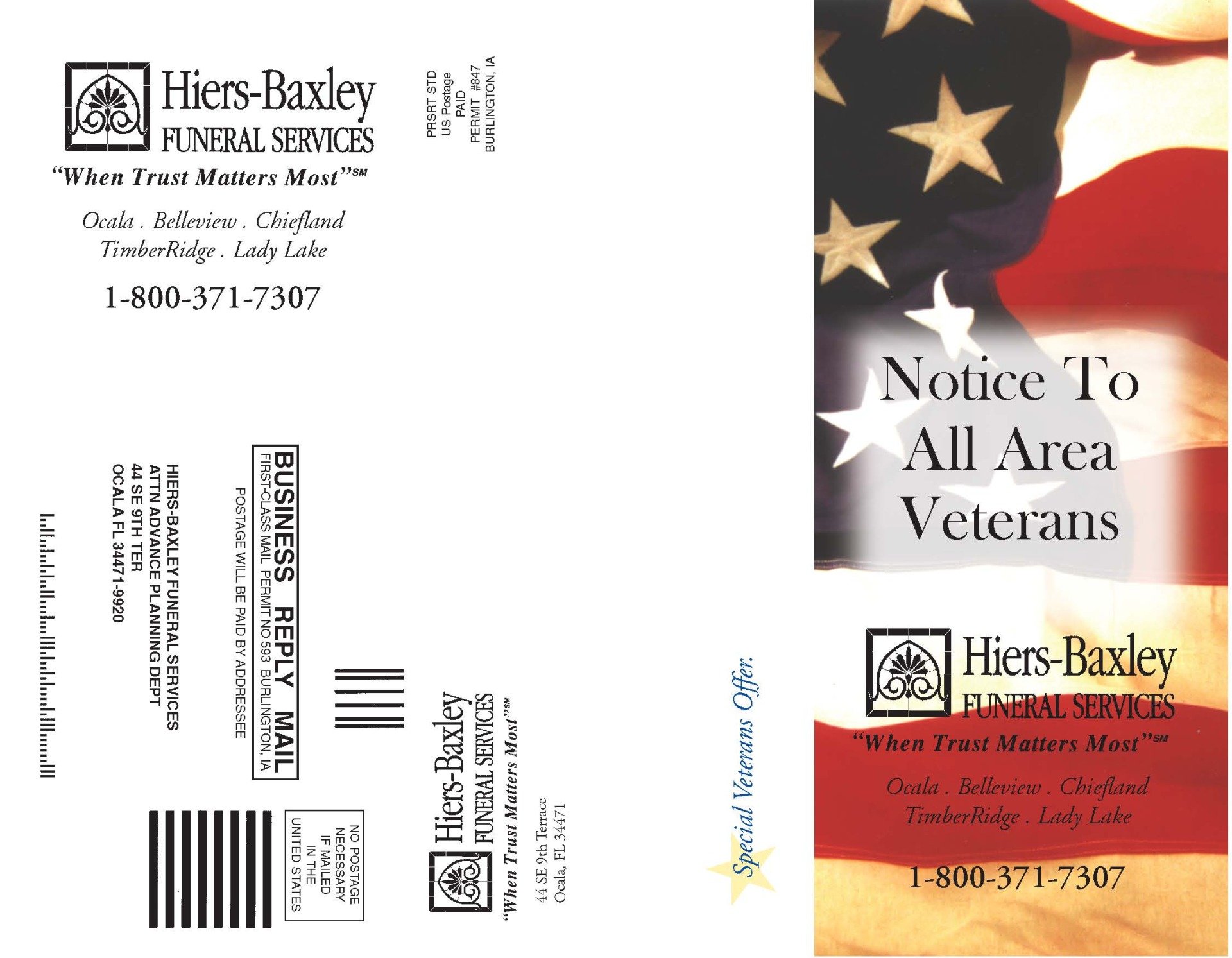 A notice to all area veterans from hiers-barkey funeral services