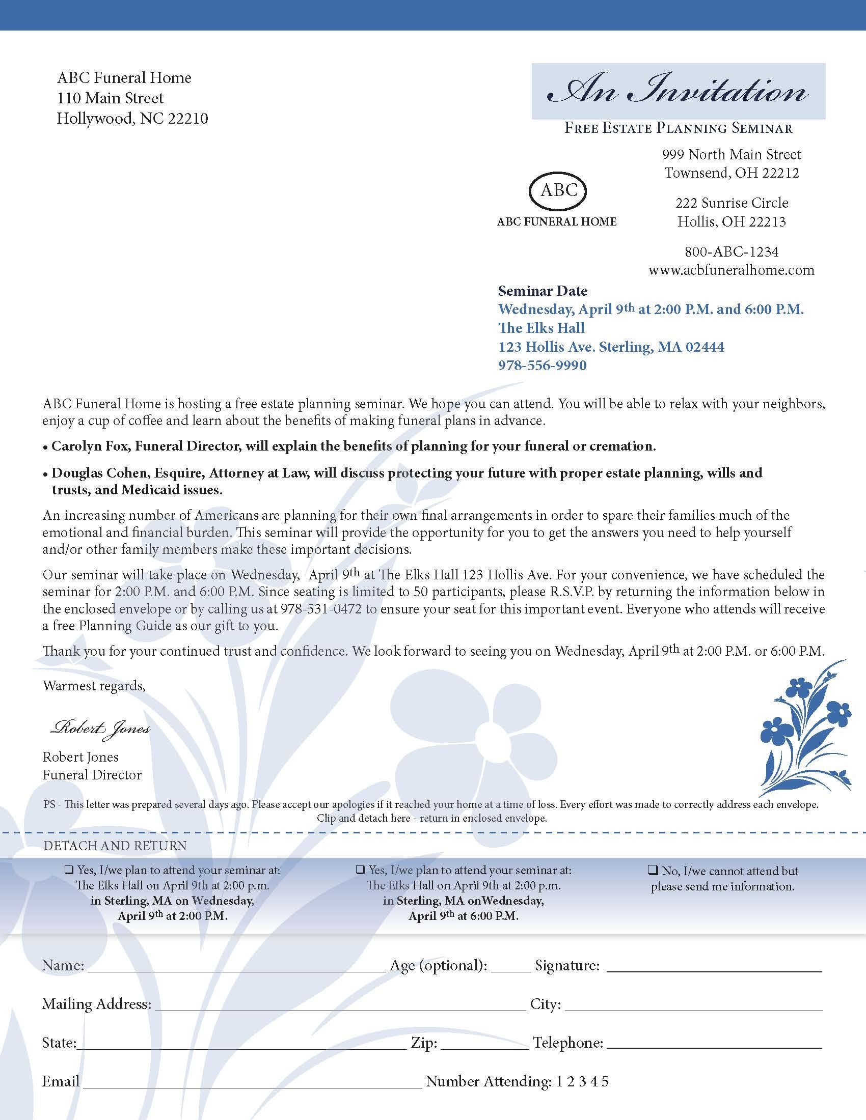 A blue and white letter with a flower on it