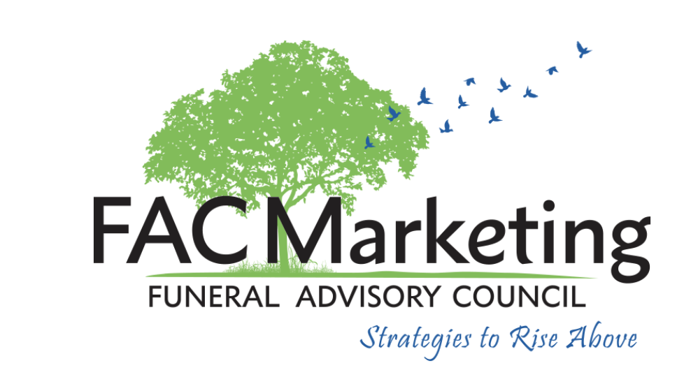 The logo for FAC marketing funeral advisory council shows a tree with birds flying around it.