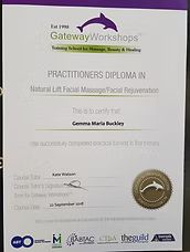 Diploma from Gateway Workshops, for Gemma Maria Buckley, in Natural Lift Facial Massage/Facial Rejuvenation.