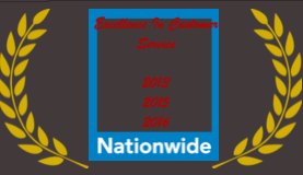 Image showing awards for Southern 14 Auction; dates 2017, 2018, 2019; Nationwide logo, all framed by golden laurel wreaths.