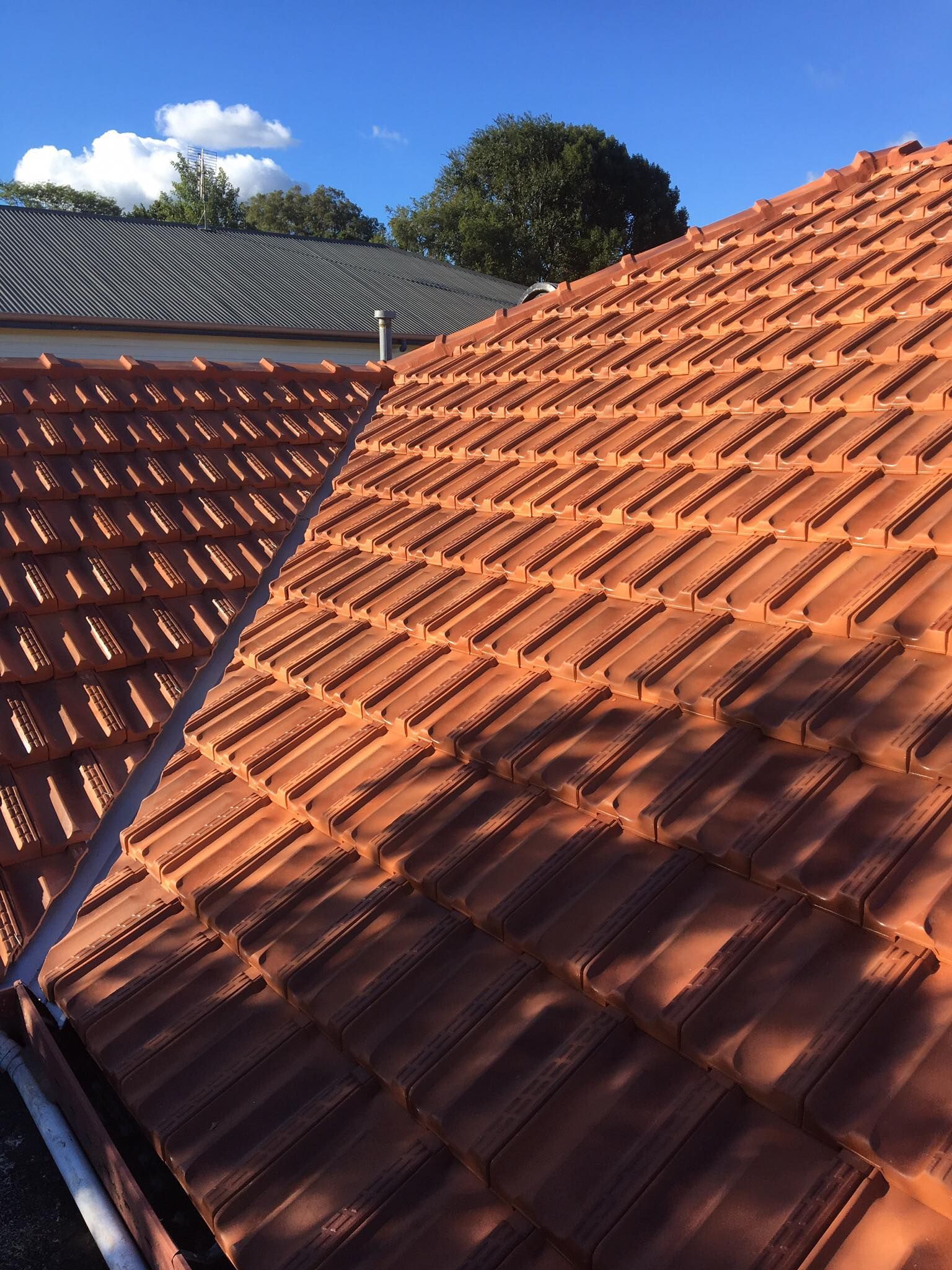 A Newly Installed Red Roof