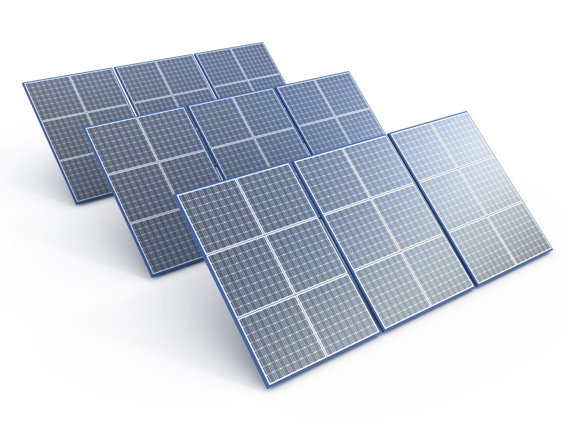 three solar panels are stacked on top of each other on a white background .