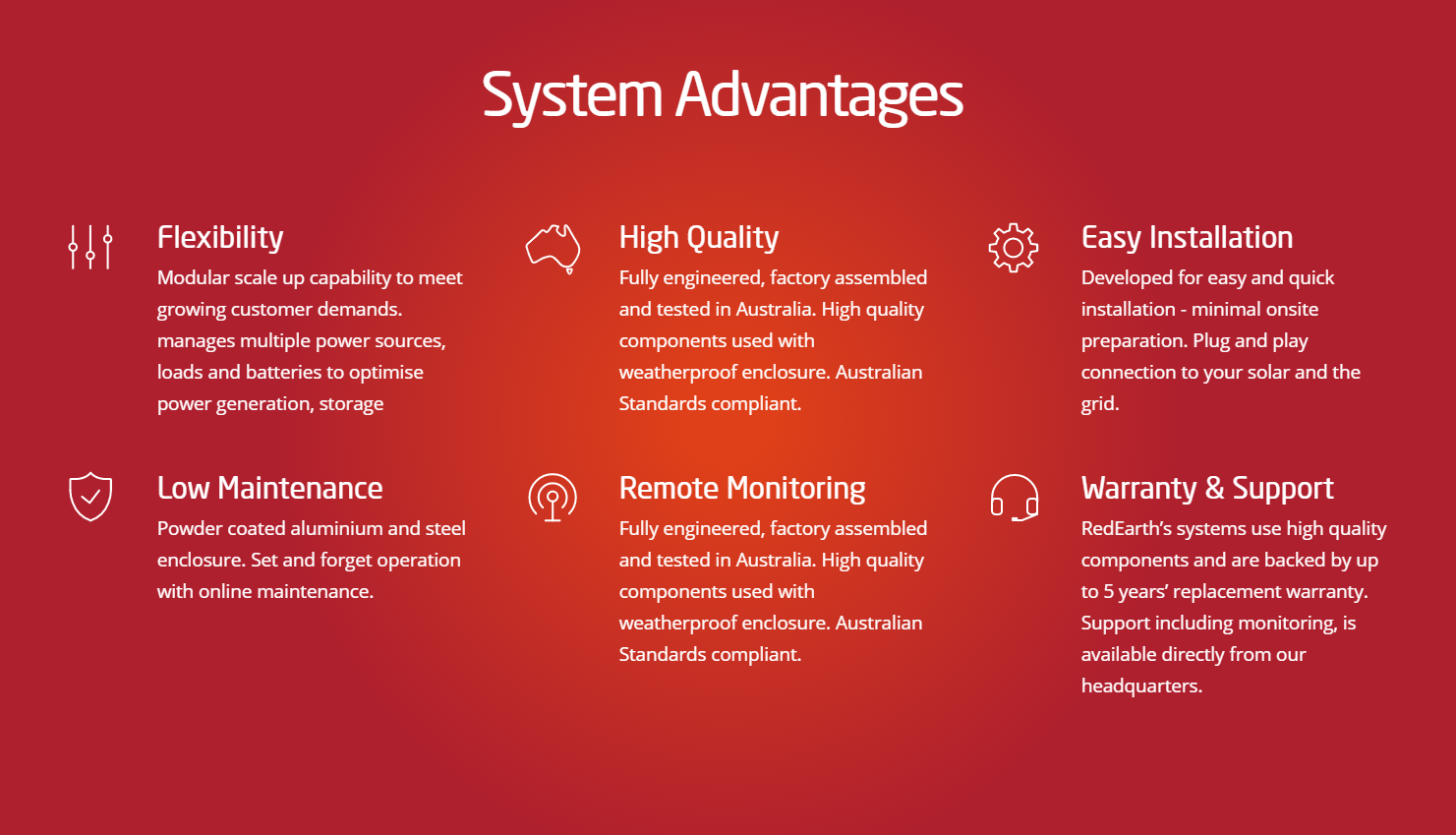 a red background with the words system advantages on it
