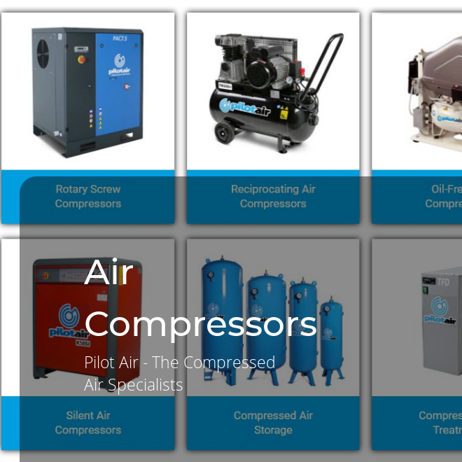 a display of different types of air compressors