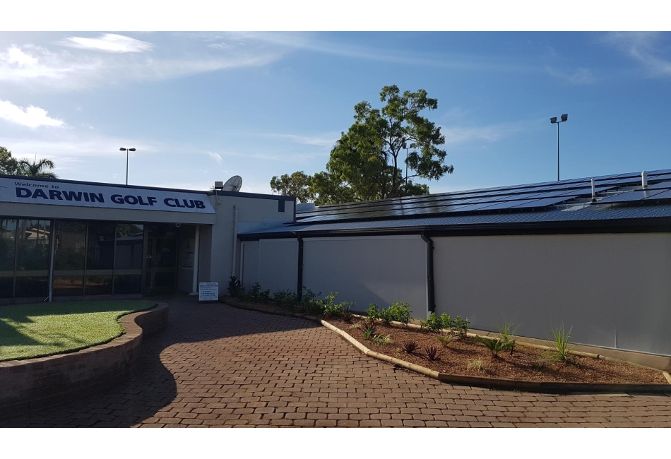 a darwin golf club with solar panels on the roof