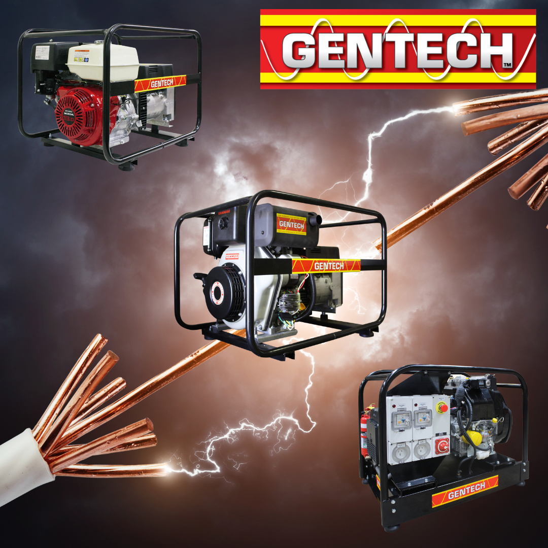 a picture of a generator with a lightning bolt in the background .