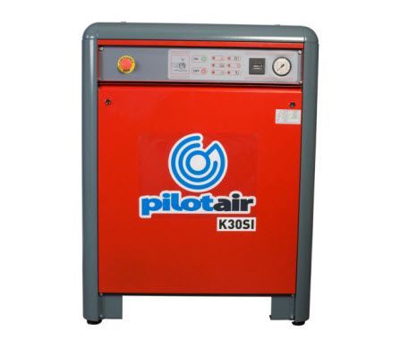 a red pilotair k30si air compressor on a white background .