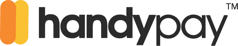 a close up of the handypay logo on a white background