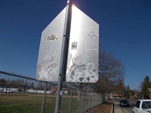 Graffiti Power Washing — Street Sign Vandalism in Citrus Heights, CA