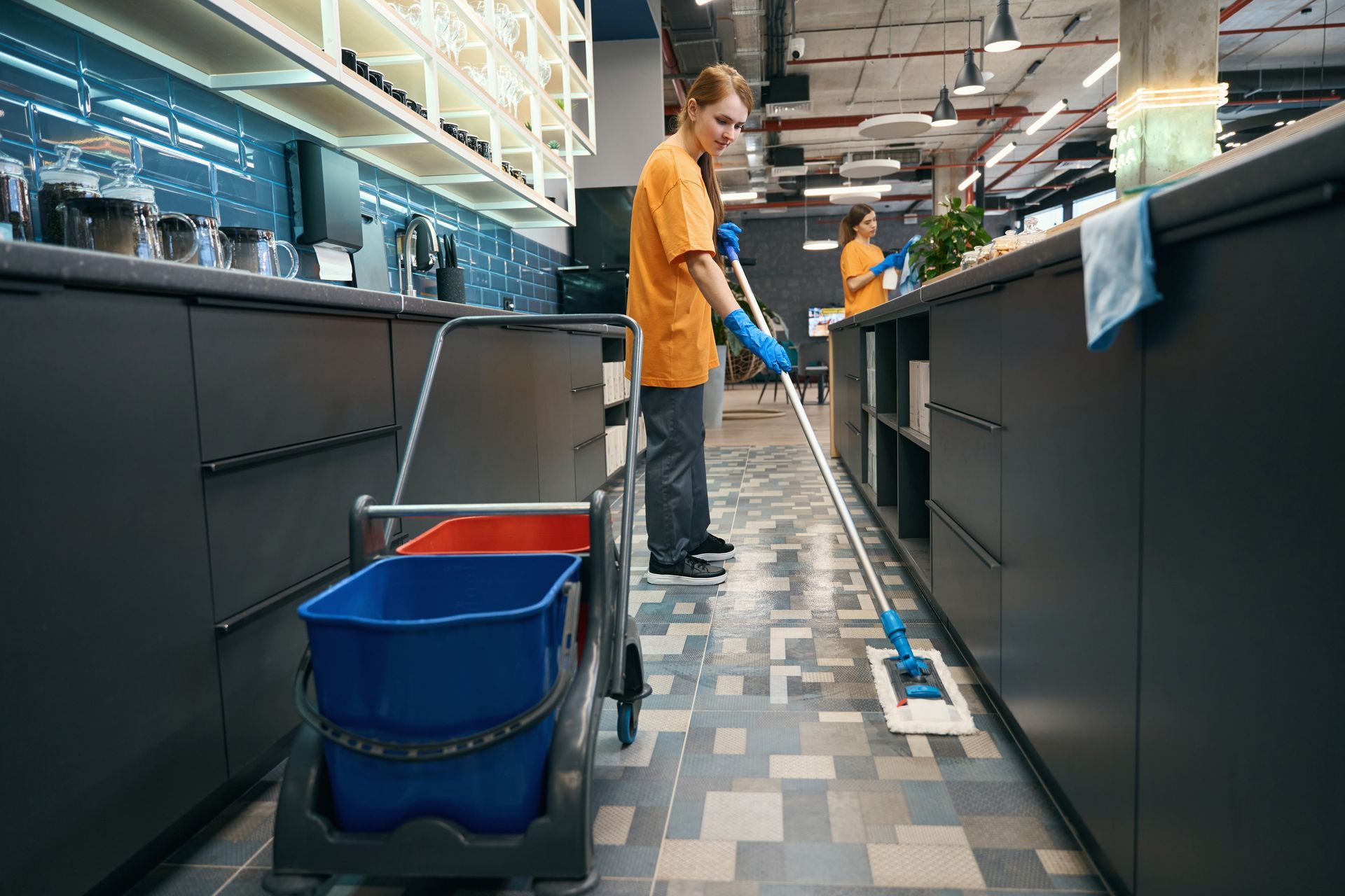 mopping shiny hard floor