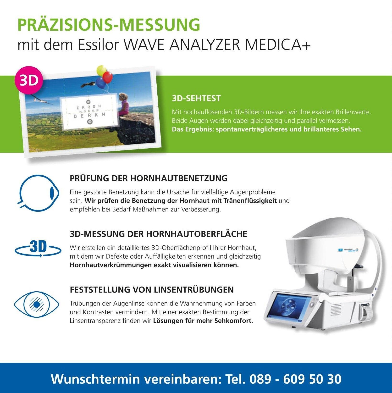 Eine Werbung für einen 3D-Wellenanalysator Medica +