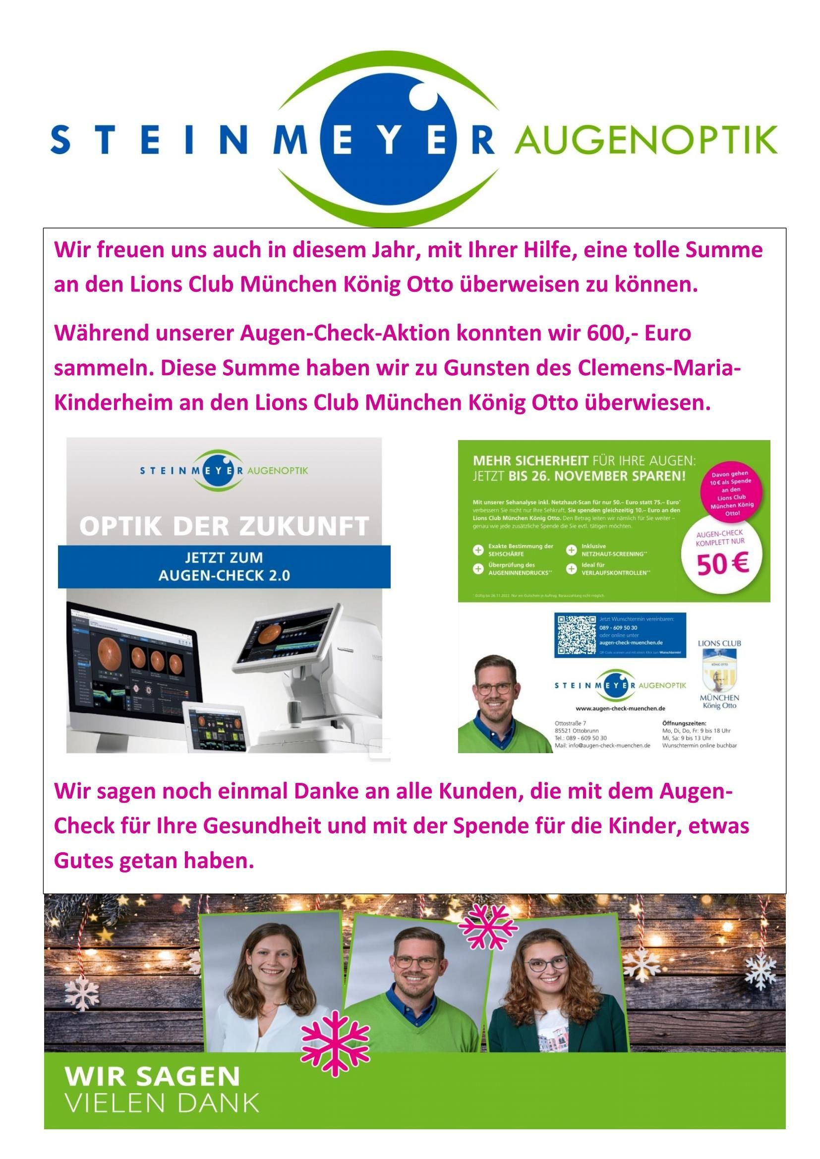 Auf einem Flyer von Steinmeyer Augenoptik sind ein Mann und eine Frau nebeneinander zu sehen.