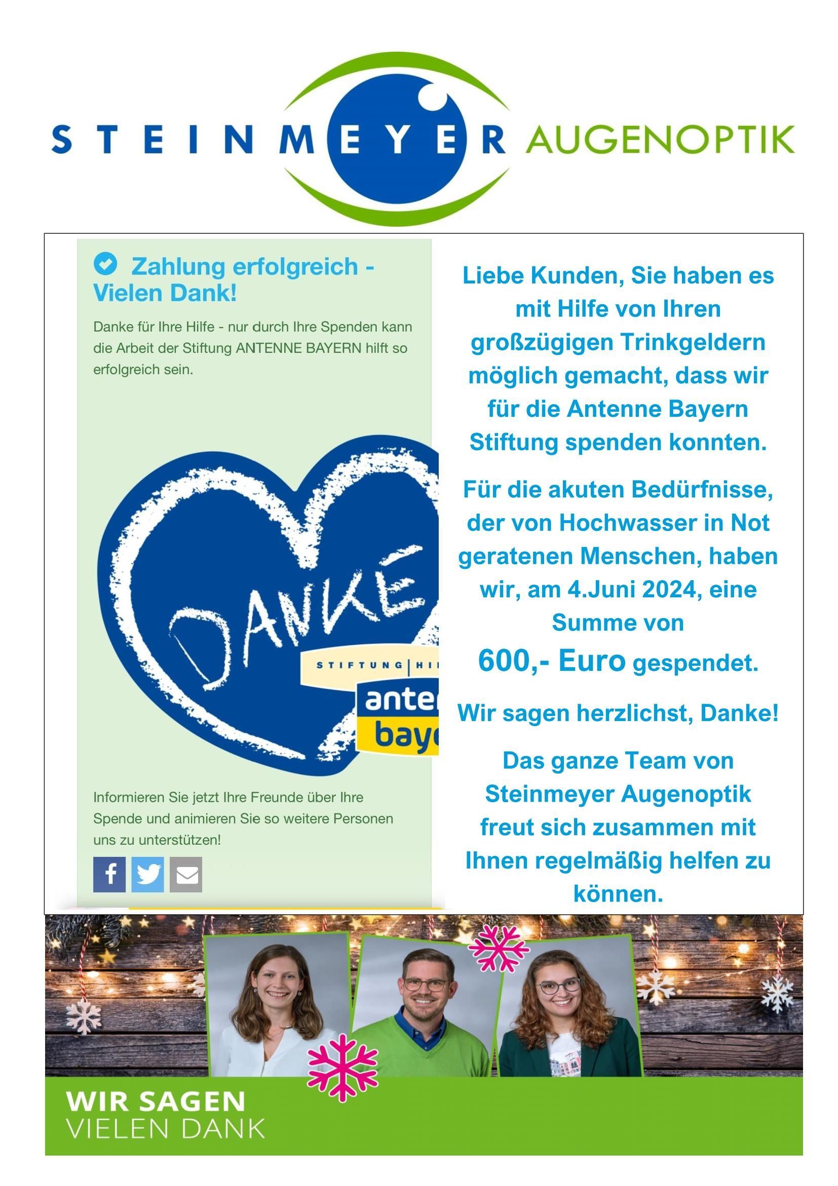 Eine Werbung für Steinmeyer Augenoptik mit einem Herz darauf