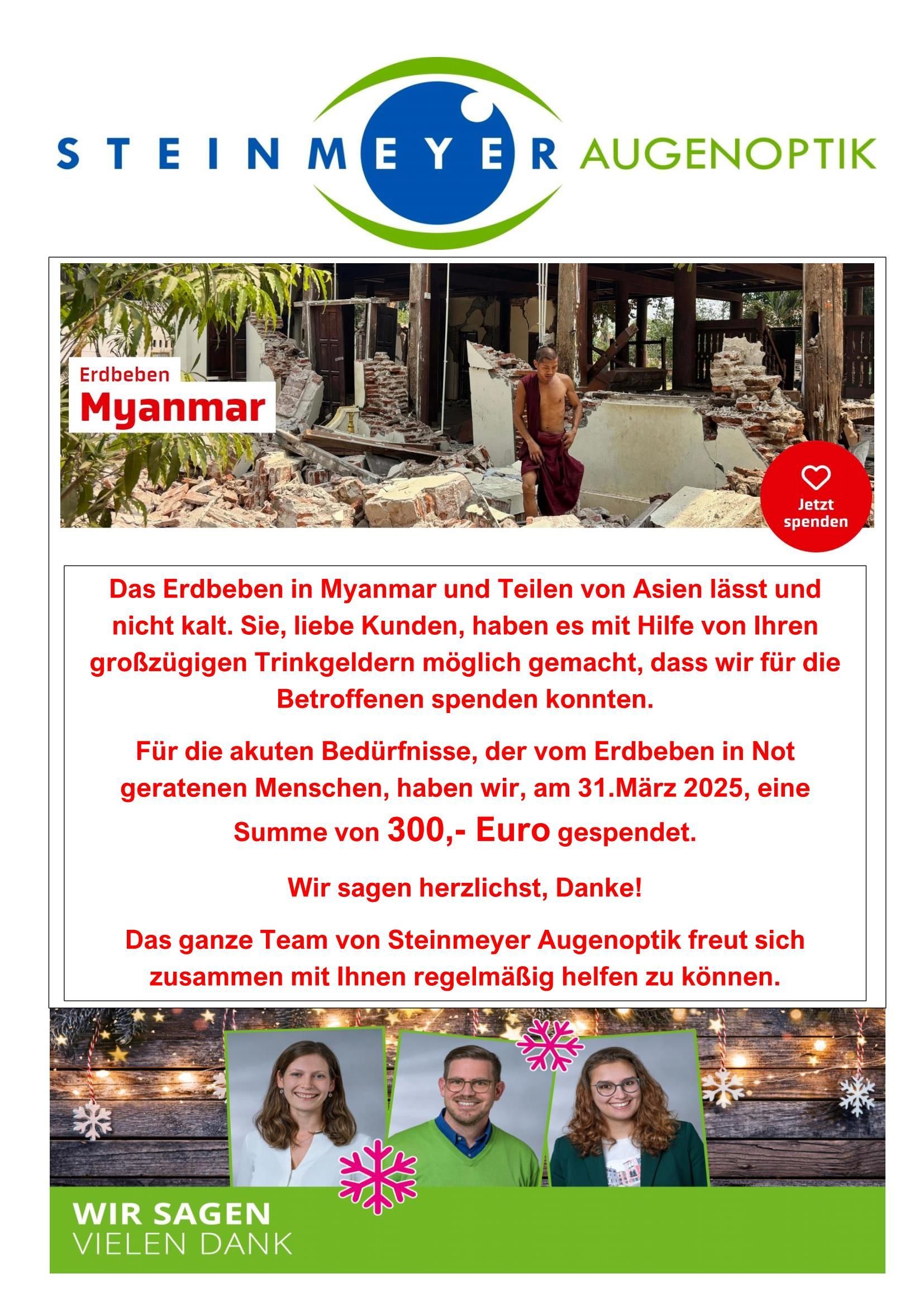 An advertisement for steinmeyer augenoptik in myanmar