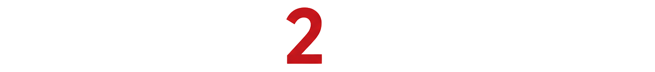 Red number 2 above a thin black horizontal line on a white background
