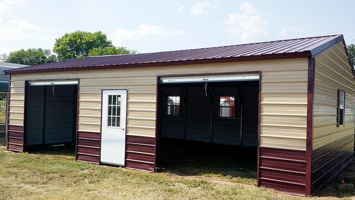 Texwin Steel Garage Tan & Red