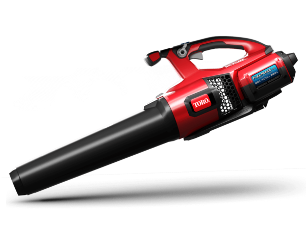 a red and black toro leaf blower on a white background