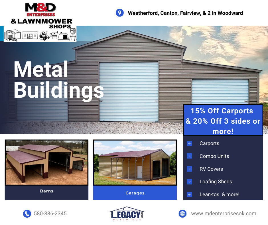 20 % off buildings with 3 or more sides enclosed 15 % off carports