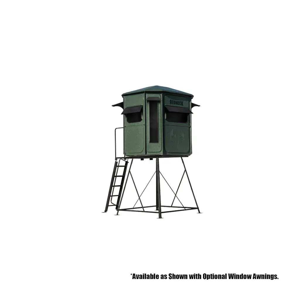 a green hunting blind with a ladder attached to it on a white background .