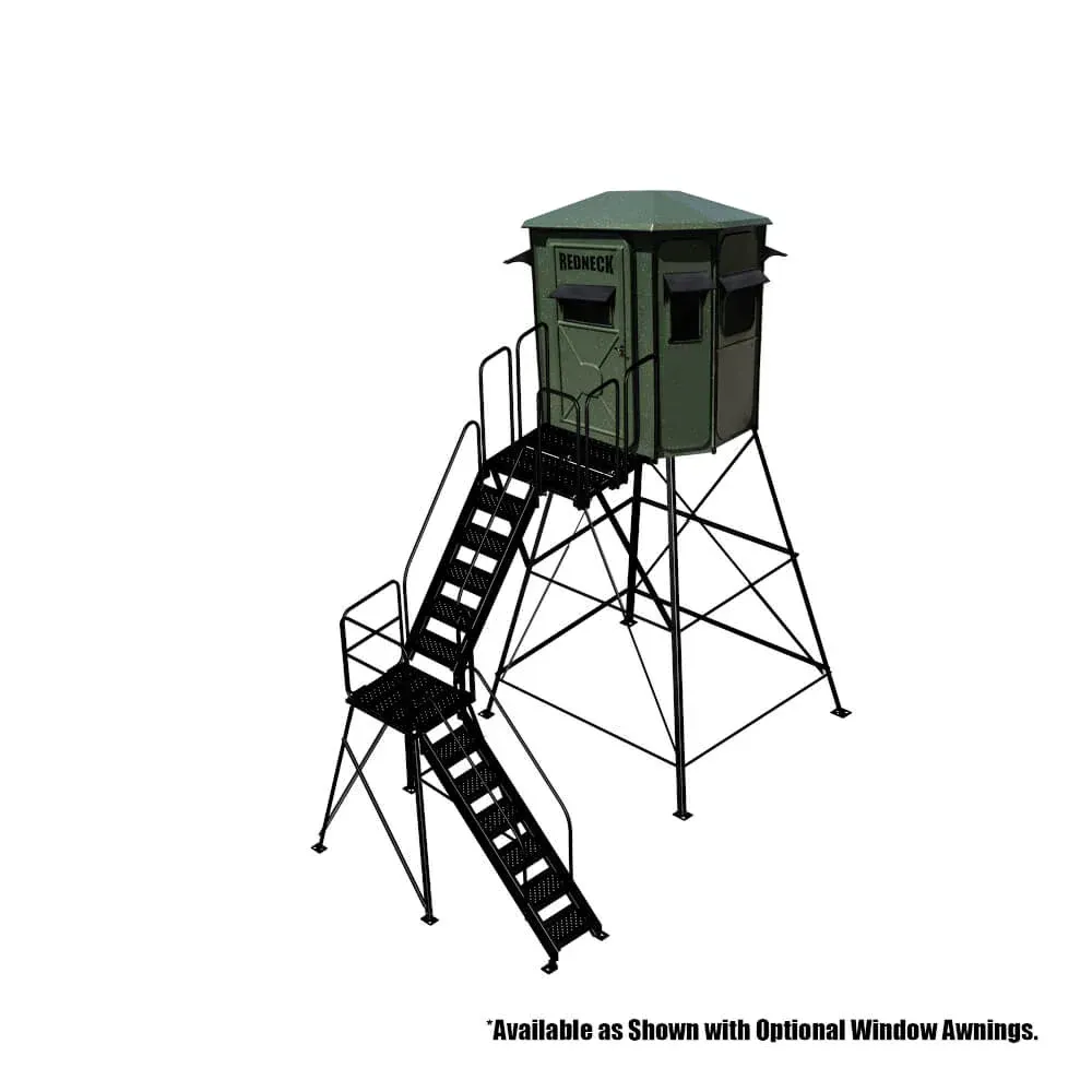 A 3d model of a hunting blind with stairs.