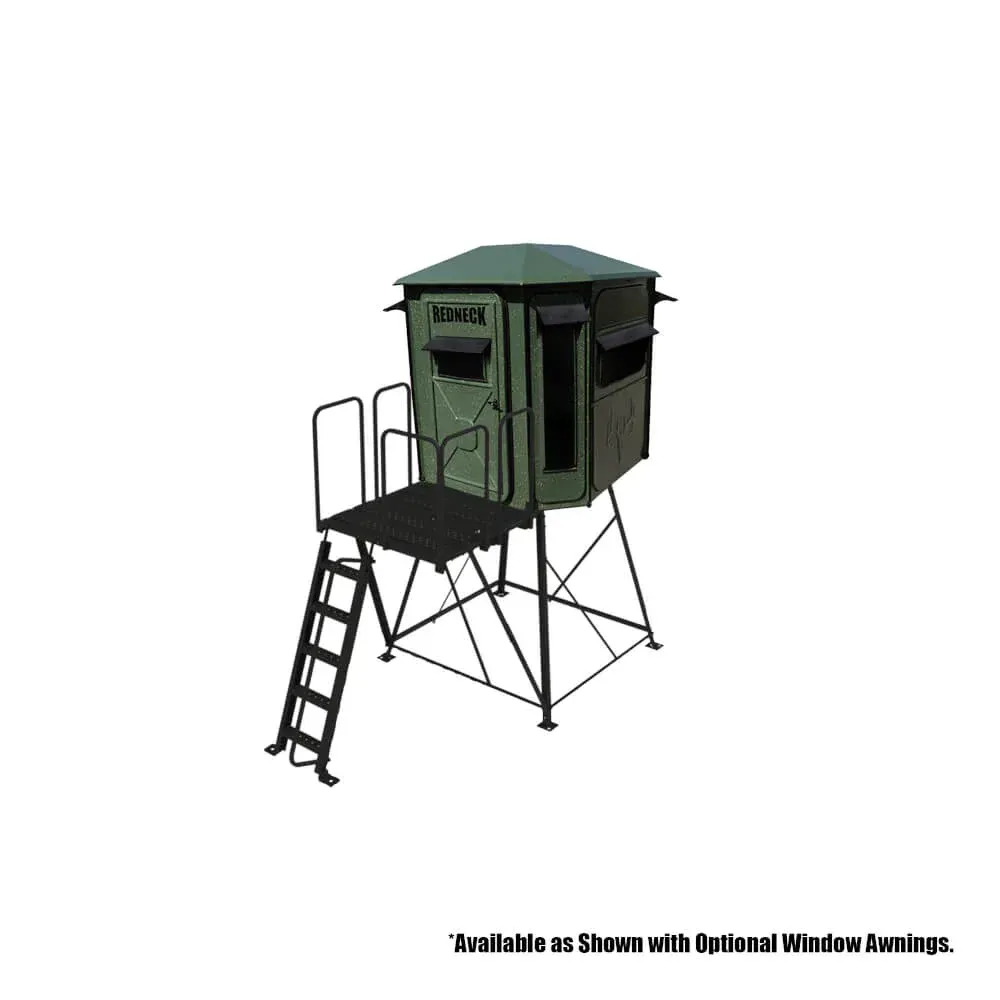 A hunting blind with a ladder attached to it.