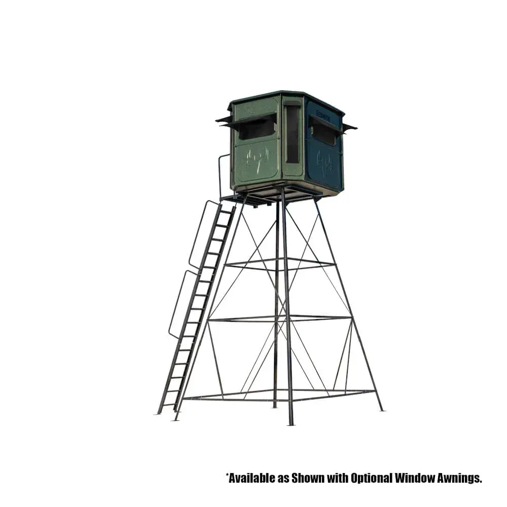 A tower with a ladder attached to it on a white background.