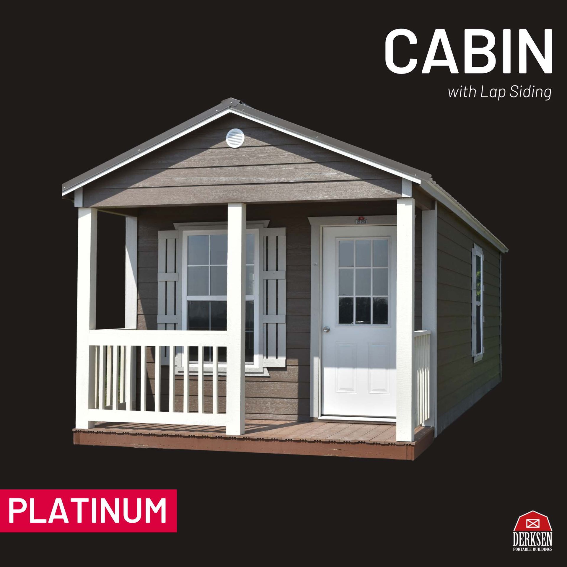 a cabin with a porch and the word cabin on it
