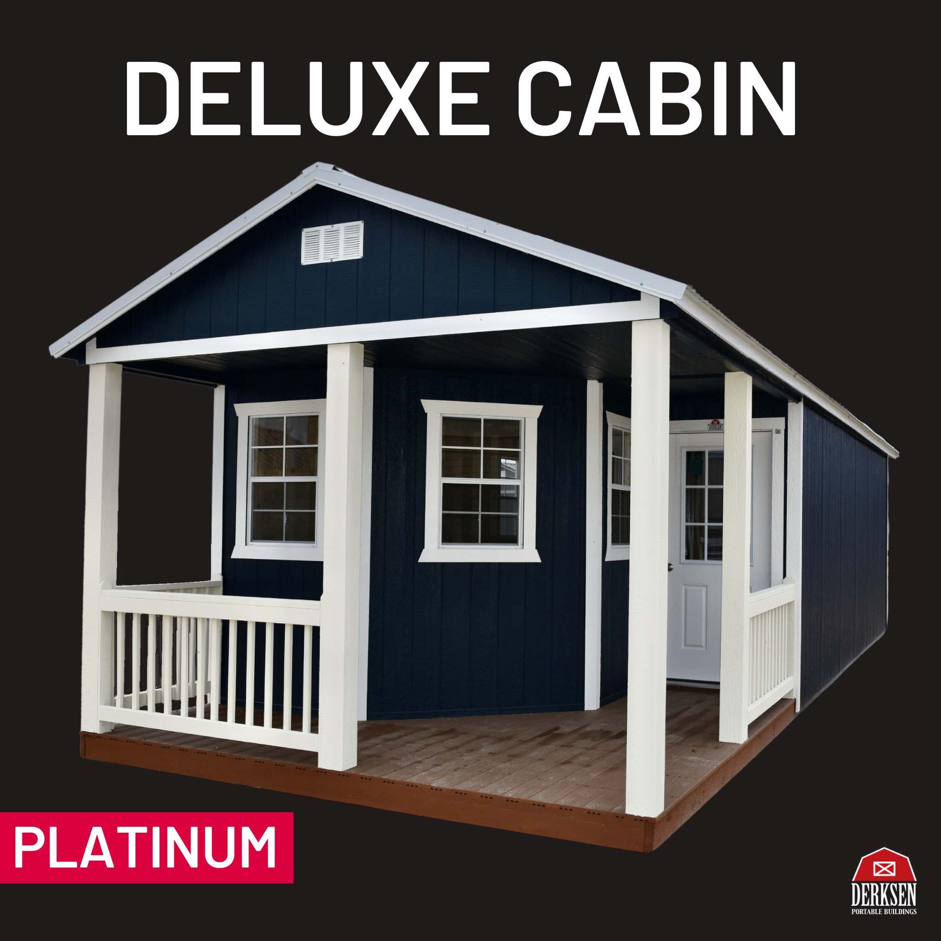 a picture of a deluxe cabin with a porch