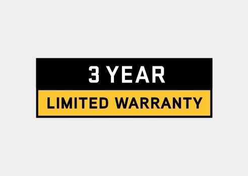 a 3 year limited warranty sign on a white background .