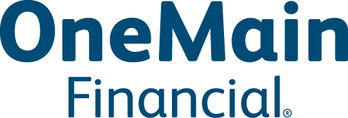 the logo for one main financial is blue and white