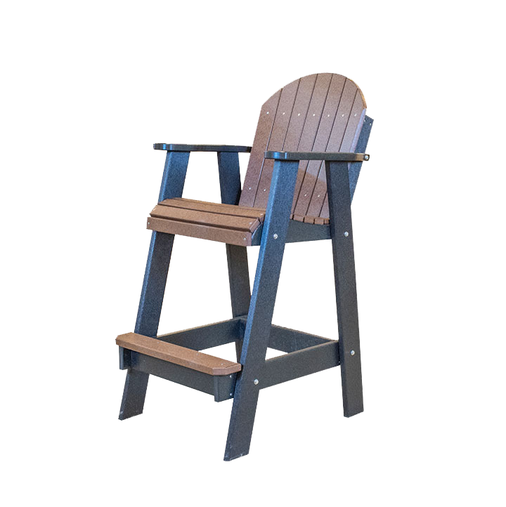 a brown and black chair with a white background