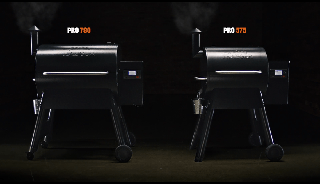 Two grills are sitting next to each other in a dark room.