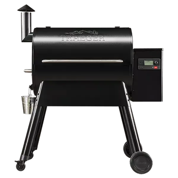 a black traeger grill on a white background