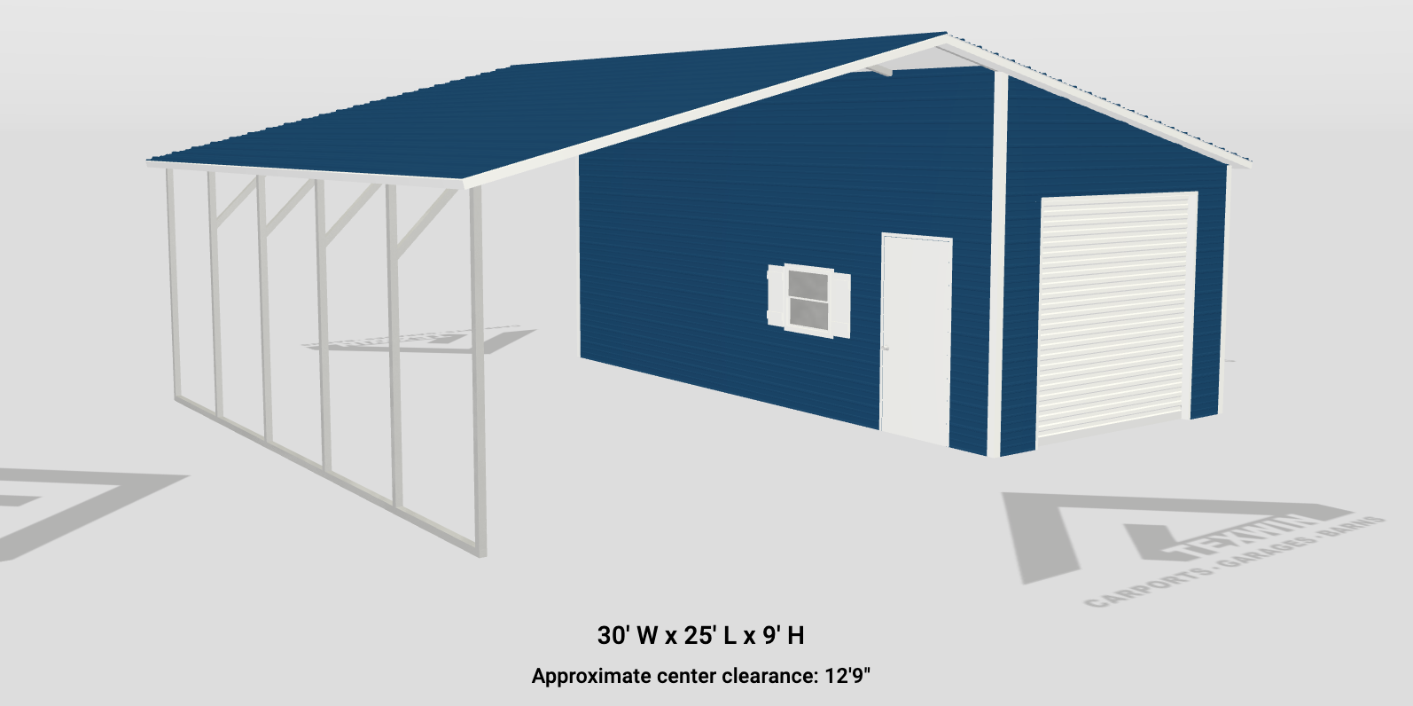 30x25x9 Side Combo Carport