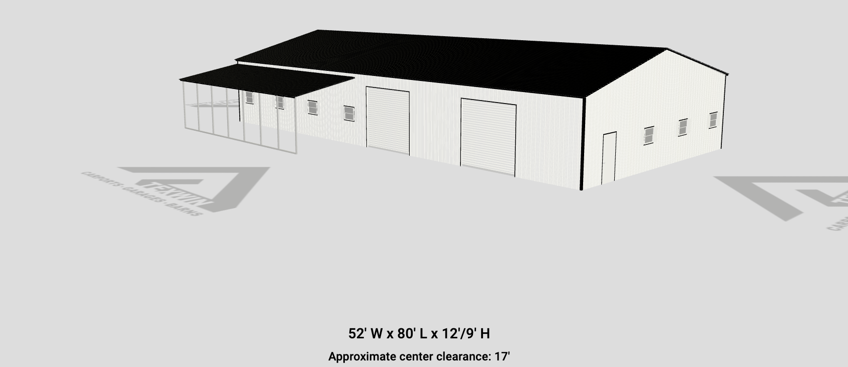 40x80x12 Barn With Lean-To