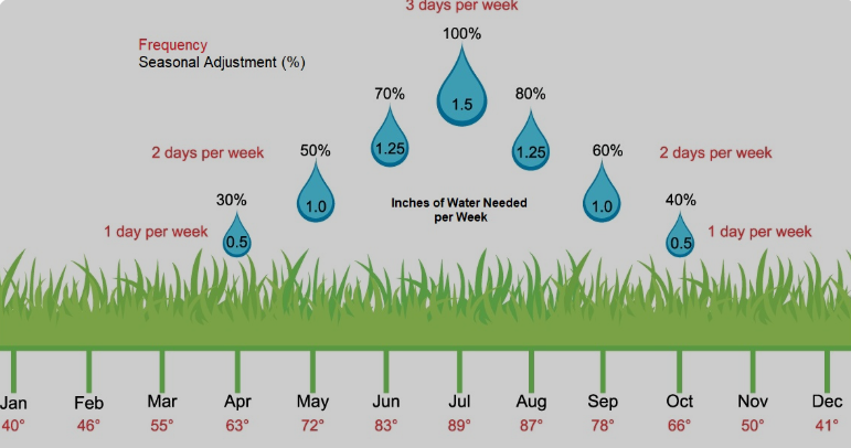 A graph showing the amount of water drops in each month