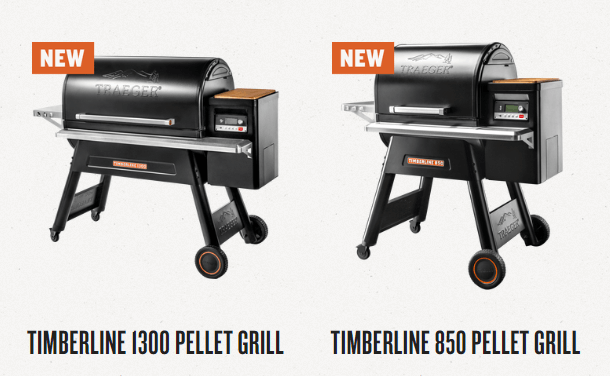 A timberline 1300 pellet grill and a timberline 850 pellet grill